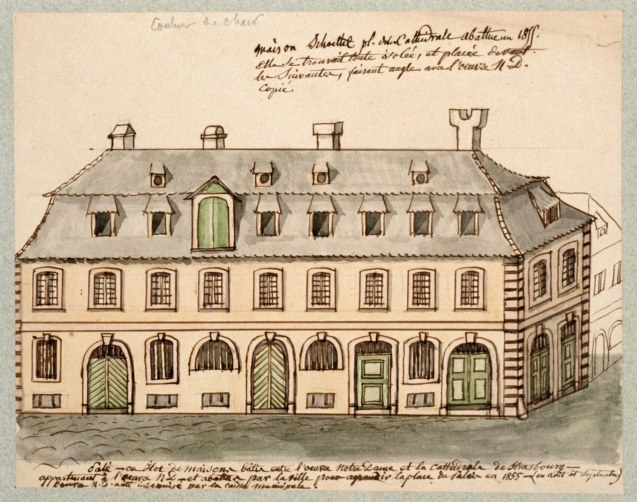 VUE DE STRASBOURG : RELEVE DE MAISONS PLACE DU CHATEAU_0